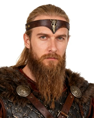 keland Fascia per capelli in pelle vichinga copricapo medievale per donne uomini Halloween Cosplay LARP medievale (AA-marrone)