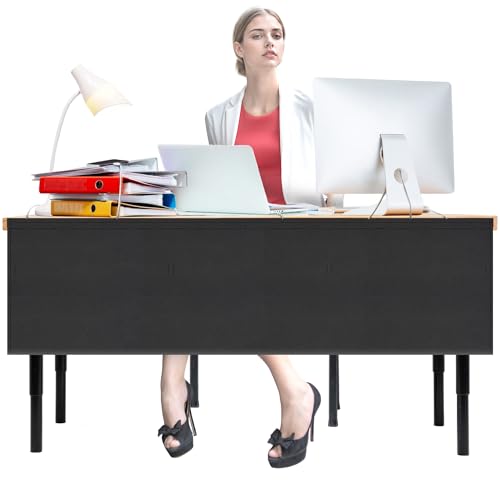 HolyMaji 60' Under Desk Privacy Panel Self-Adhesive Modesty Panel with Wire Pocket for Cable Management Organizer Heavy Duty Desk Skirt - Office Home or Standing Workstation Concealer Shield