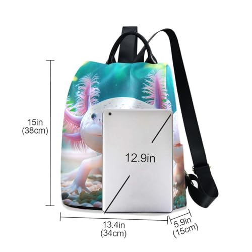 Mochila de axolote para mujer con bolsillo antirrobo trasero 3
