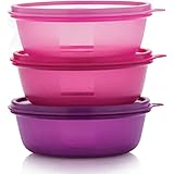  TUPPERWARE pink, lila Überbleibsel Schüssel Set Aufbewahrungsbox Food Container (600 ml x 3).