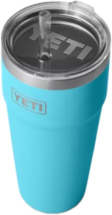 YETI Rambler 26 oz Straw Cup, Vacuum Insulated, Stainless Steel with Straw Lid, Reef Blue