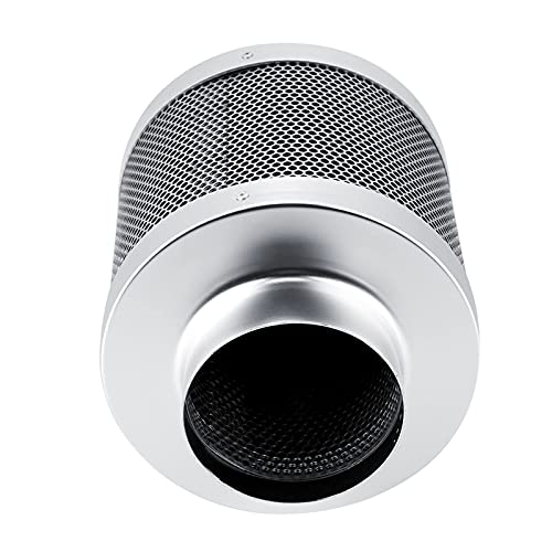 Dioche Filtro de carbón activado antiolor de acero inoxidable, 4 pulgadas, 200 mm, filtro de aire de escape para cultivo de plantas hidropónicas, para eliminar el polvo en el aire