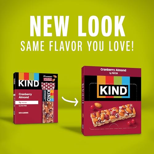 KIND Healthy Snacks Bars, Cranberry Almond, Gluten Free, High Fiber Snacks, 5g Protein, 24 Count - image 7