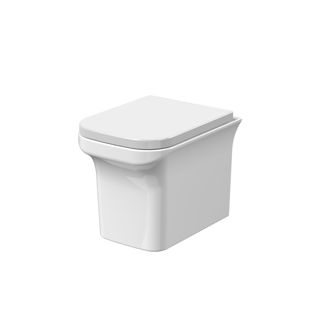 nuie Ava White Wall Hung Toilet Pan with Soft Close Seat - 340mm Width - Modern Square Curved Design