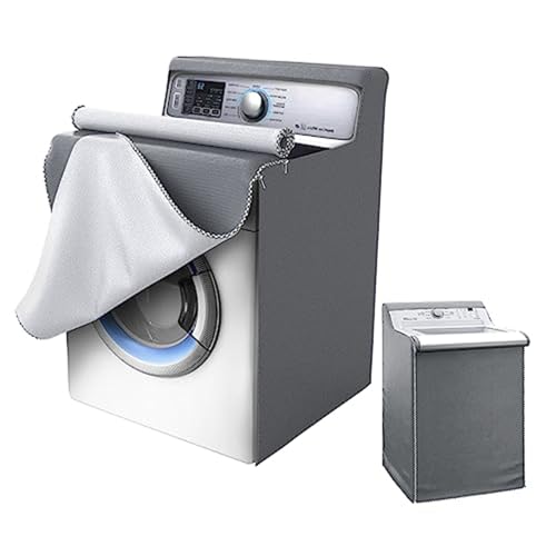 STARTWO Washing Machine Cover Washer Cover Dryer Cover Waterproof Sunscreen Dustproof Durable Thicker Fabric 2 Zippers Design for Convenient use(W27*D26*H43in grey)
