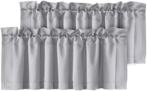 H.VERSAILTEX 2 Panels Blackout Curtain Valances for Kitchen Windows/Bathroom/Living Room/Bedroom Privacy Decorative Rod Pocket Short Winow Valance Curtains, 52" W x 18" L, Dove Gray