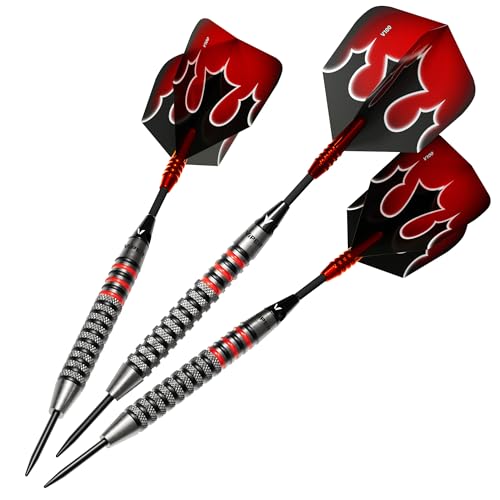 Viper Shot King Steel Tip Darts, 80% Tungsten Darts Metal Tip Dart Set for Bristle Dart Board, Carbon Fiber Shafts, Includes Nomad Case and Accessories