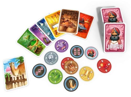 Image of Awestuffs Family Board Games for Adults and Kids - Ages 15 and up, (Jaipur) - Buy, Sell & Win in The Colorful Bazaars of Rajasthan | Strategic 2 Player Trading & Market Game
