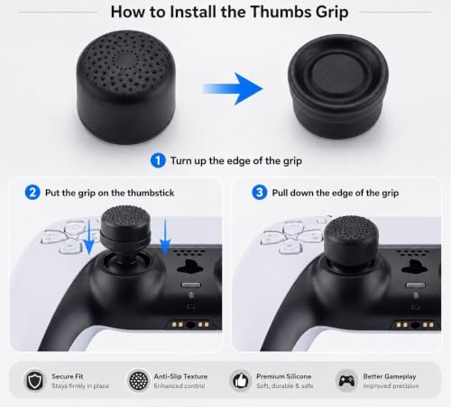 Image of GET IN THE GAME Thumb Grips 8 PCS Black Silicone FPS Thumb Grips Set - Set of 2 Black & White