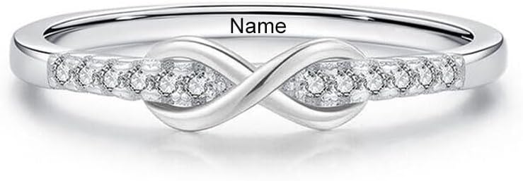 10k 14k 18k Solid Gold Infinity Ring Personalized Birthstone Engraved Name Real Gold Infinity Symbol Eternity Promise Ring Jewelry for Women