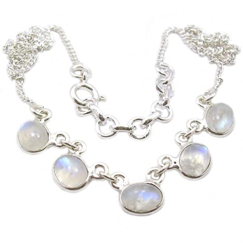 Collana donna pietra di luna arcobaleno in argento...