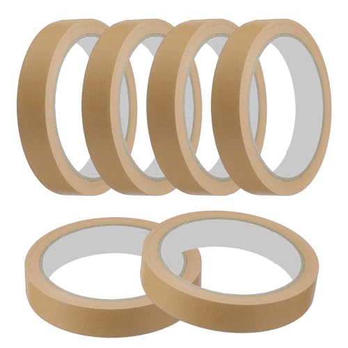 Image of MECCANIXITY Masking Tape 0.7 Inch x 21 Yard Painter's Tape Brown Paint Tapes for DIY Crafts Arts Drawing Decoration Labeling Car Painting Artist Teachers, Pack of 6