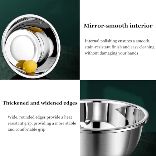 Cuenco para amasar de acero inoxidable con tapa, lavabo duradero para prueba de masa, cocinar y preparar alimentos, perfecto para hornear y preparar comidas