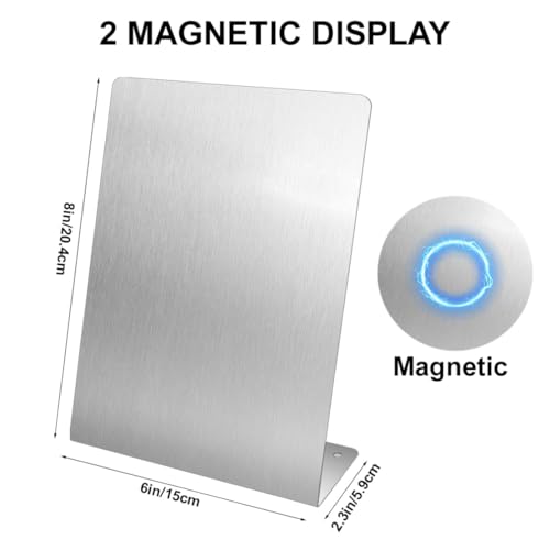 2 Pcs Magnetic Bulletin Board with Stand Metal Tabletop Memo Board Magnet Menu Easel Board Stainless Steel Display Stand for Office Home Kitchen School 10.4 x 6 in image 1