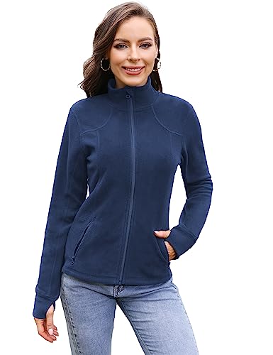 COZZYON Fleece Zip Up Women Lightweight Soft Slim Fit Track Jackets with Thumb Holes