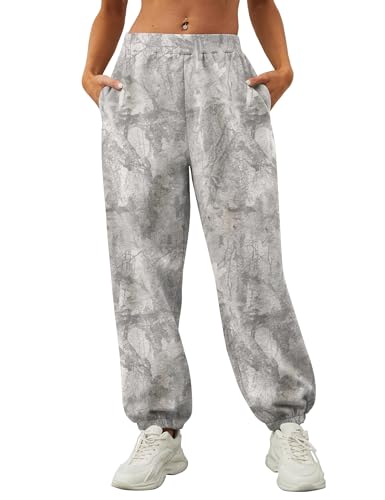 Camo Pants Women Baggy Fleece Y2K Camouflage Sweatpants Casual High Waisted Jogger Lounge Pants with Pockets