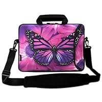 AUPET 15 15.6 inch Neoprene Laptop Sleeve Bag Carrying Case with Outside Handle and Adjustable Shoulder Strap & External Side Pocket, Fits Various Laptops(Purple Butterfly)