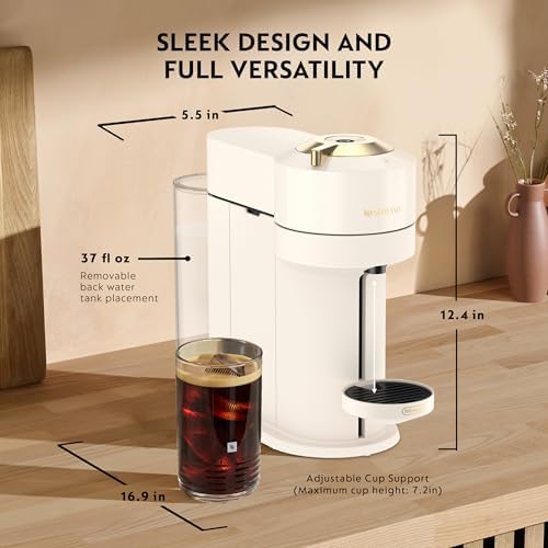 Nespresso Vertuo Next Coffee and Espresso Maker by De'Longhi, Creamy White and Gold - 1