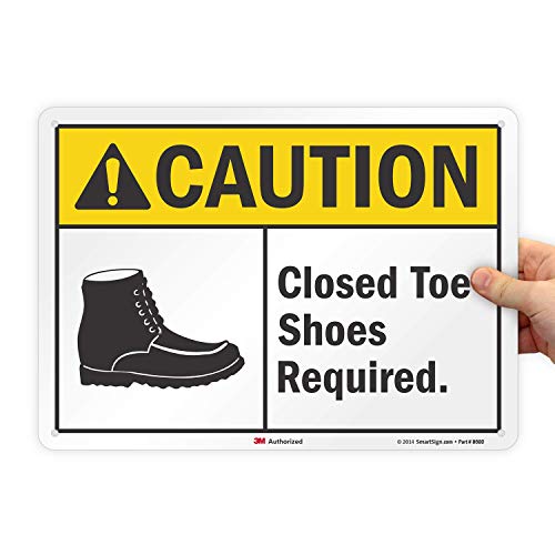 SmartSign "Caution - Closed Toe Shoes Required" Sign | 10" x 14" Plastic