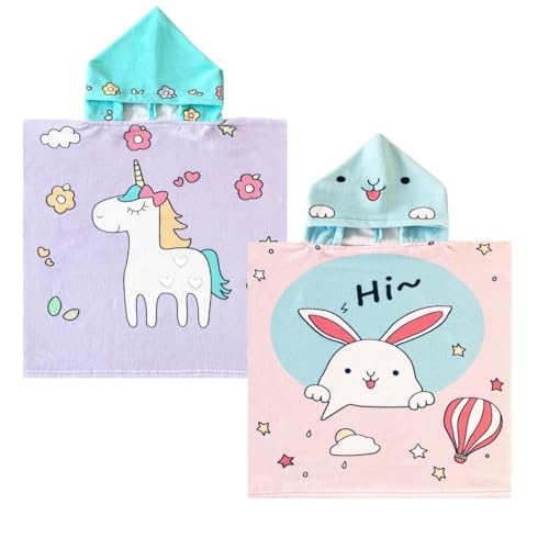 Image of NovForth Kids Beach Towel for Boys Girls, Hooded Bath Towel Wrap, Toddler Pool Towel with Hood