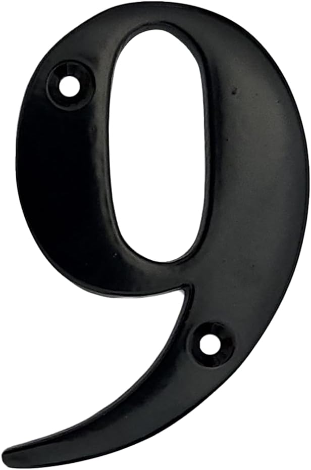 Doris 3-Inch Brass Metal Letters Mailbox Decor Address Signs For Houses Outdoor Wall Decor Mailbox Numbers House Address Numbers For Outside Address Sign for Door Numbers (Number 9, Satin Black)