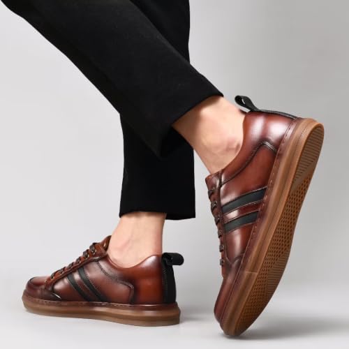 Image of Arkbird Casual Sneakers, Breathable Lace-Up Leather Walking Shoes Comfortable Fashion Sneakers for Men Daily Work