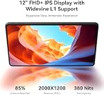 Blackview 12 inch Tablet Android 15,Android Gaming Tablet with Keyboard,24GB+128GB/2TB, Gemini AI with Pen, 2K FHD+ Display, 9000mAh/18W, Widevine L1, 5G WiFi, GPS (Gray, 128, GB)