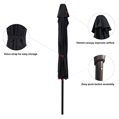 C-Hopetree 9 ft Half Round Outdoor Patio Market Wall Umbrella with Tilt, Black by C-Hopetree - Used condition - Image 4