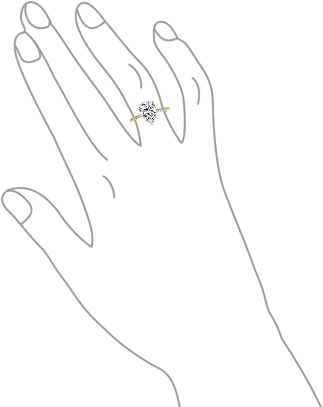 Bling Jewelry Pear Shape 2.5-7 CT Statement Teardrop Pear Shape Solitaire AAA CZ Halo Engagement Ring For Women 1MM Band Cubic Zirconia Rose Yellow 14K Gold Plated .925 Sterling Silver