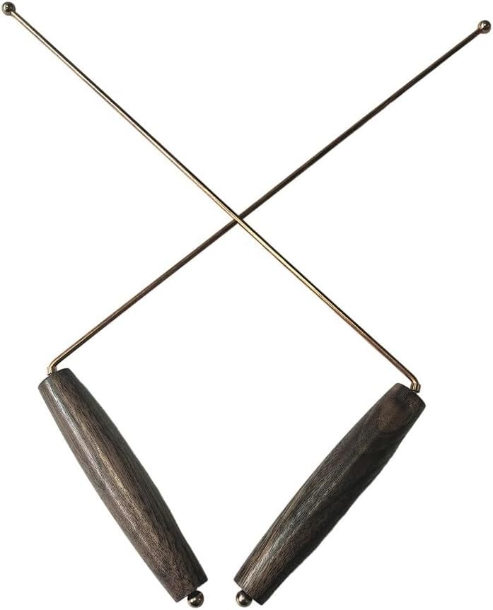 99.9% Pure Copper Dowsing Rods with Wooden Handles Divining Rods for Water Metal Mineral Detection and Paranormal Exploration 2 Pack(2pcs)