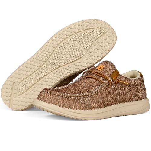 Image of Mens Casual Shoes - Men's Loafers & Slip-Ons Camp Shoes with No-Tie Laces -Arch Support Boat Shoes for Everyday Wear