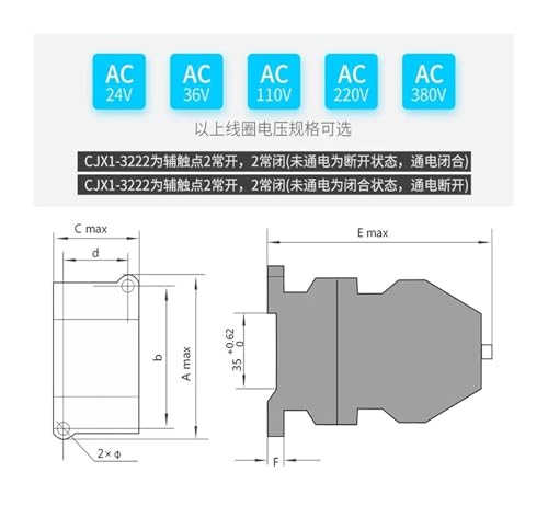 Contacteur CJX1-32/22 220V triphasé pour commande de moteur électrique