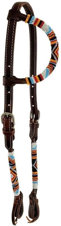 Showman Beaded Southwest Design Single Ear Leather Headstall