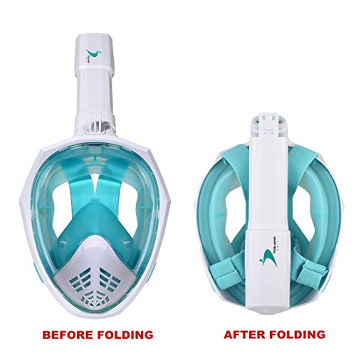 Thirty Seven Days Full Face Snorkel Mask/Snorkeling Mask With Detachable Camera Mount, 180 Panoramic Anti-Fog Anti-Leak Diving Mask With Safety Breathing System For Adult And Kids (Green, S/M) #TOP5