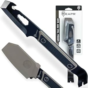 Reapr VERSA TAC 10″ Multi-Tool Pry Bar – Compact Utility Tool with Ripper Hook, Wrenches, Nail Puller, Non-Slip Handle, for Camping, EDC, Repairs, & DIY Projects, Includes Ballistic Nylon Sheath