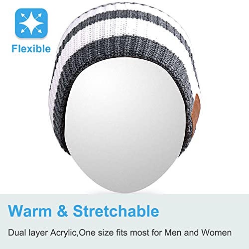 image for Rotibox Washable Winter Mens Womens Hat Strip Bluetooth Beanie Cap w/W