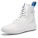 OUSUO Mens Wrestling Shoes Boxing Shoes High Top Fitness Sneakers Weightlifting Fighting Shoes Zero Drop Sole White 8