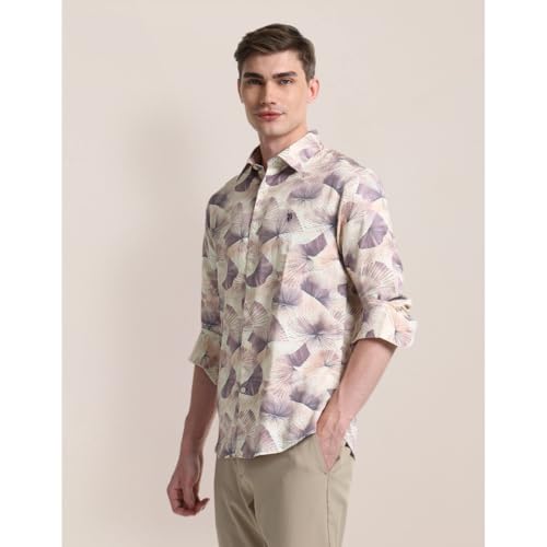 Image of U.S. Polo ASSN. Printed Regular Fit Shirt for Men - 100% Cotton, Breathable & Comfortable, Full Sleeves Casual Shirt for Men