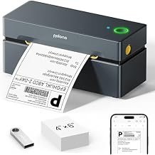 POLONO Bluetooth Thermal Shipping Label Printer, Wireless 4x6 Shipping Label Printer for Small Business, Support iOS, Android, Windows, Mac. Compatible with Amazon, Ebay, Shopify, Etsy, USPS Grey