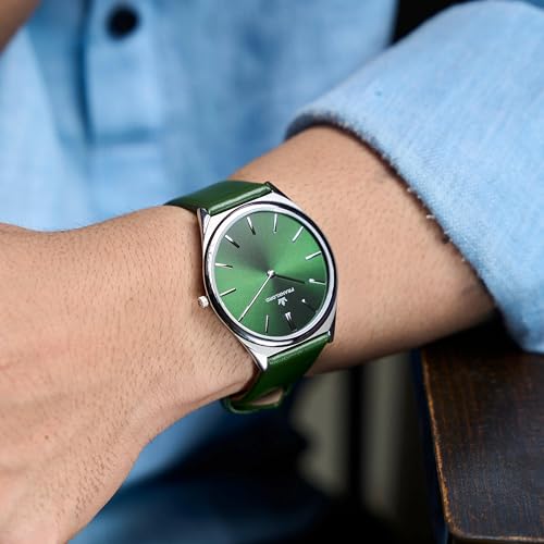 Image of Franklord Ultra-Slim Men's 5 mm Swiss Movement Dress Watch - 40 mm Case, Sapphire Crystal, 316L Stainless Steel with Leather Strap