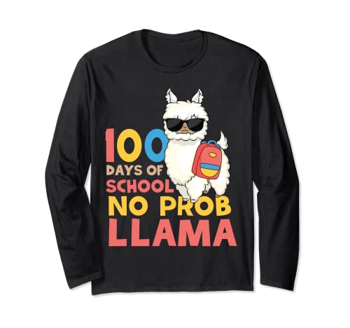 100 Days Of School No Probllama Llama 100th School Day 2023 Manga Larga