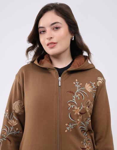 Image of Monte Carlo Women's Regular Fit Embroidery Hooded Neck Full Sleeve Winter Sweatshirt | Elegant Embroidery | Soft Warm Fabric | Stylish Winter Hoodie for Women (Pack of 1)