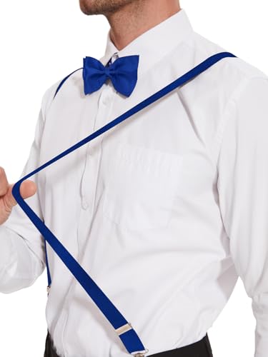 Image of habibee Suspenders and Bow Tie Set for Men, Adjustable Elastic Braces with Y-Back, Diverse Colors, Strong Clips