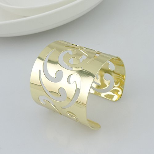 Tangpan Napkin Ring for Wedding Round Banquet Napkin Holder Set of 10 (Gold)