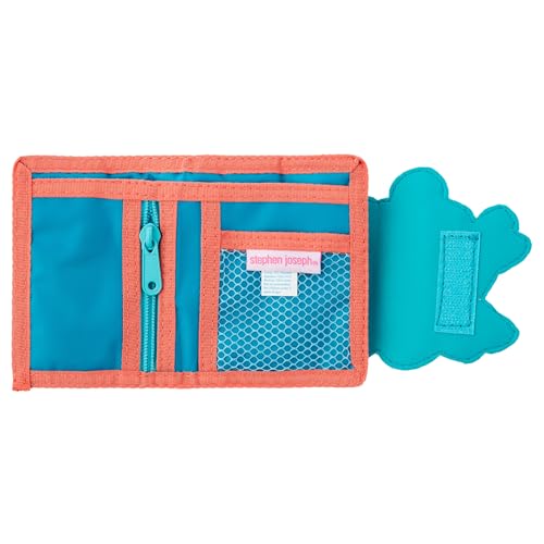 Image of Stephen Joseph, Kids Wallet, Tri-Fold Bi-Fold Wallet for Boys & Girls with Zipper Coin Pocket, Durable Polyester Small Wallet for Kids, Cute Designs for School & Travel, Turquoise Floral
