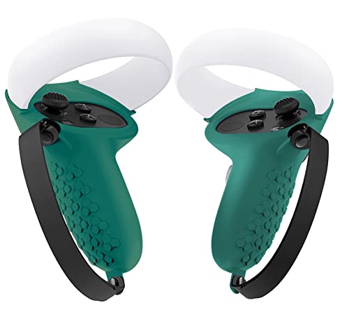 Protective Cover For Oculus/Meta Quest 2 Accessories, Silicone Controllers Grip Cover Protector, Soft Shell Skin With Face Cover And Lens Cover By Gwyoneaon (Green) #TOP1