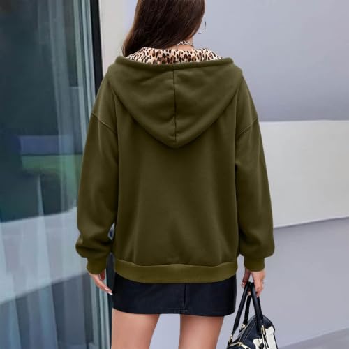 Leopard Jacket for Women Fleece Hooded Zip Up Sweatshirt Women with Pockets - image 2