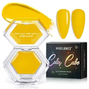 modelones Gel Nail Polish, 1 Pcs 3g Lemon Yellow Color Solid Gel Polish Pudding Gel Crème Manicure Palette Latest Generation Gel Formula Soak Off LED Nail Art Gel Salon DIY at Home Gift for Women