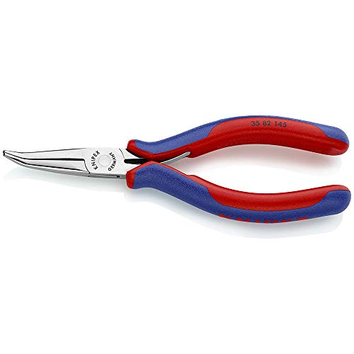 KNIPEX Tools - Electronics Pliers, Half Round Tips, 45 Degree Angled, Multi-Component (3582145), 5.75
