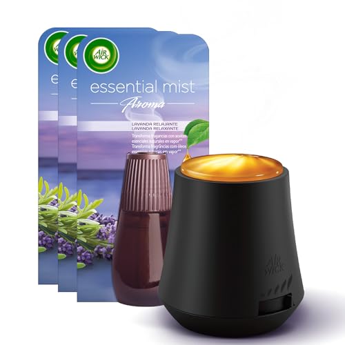 Air Wick Essential Mist - Recambio De Ambientador Difusor De Aceites Esenciales Con Aroma A Lavanda Y Camomila, Multicolor, 3 X 20ml